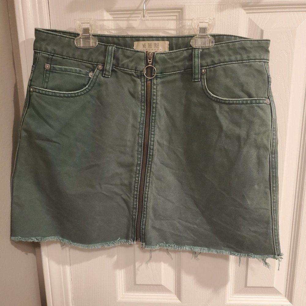 We The Free green denim skirt